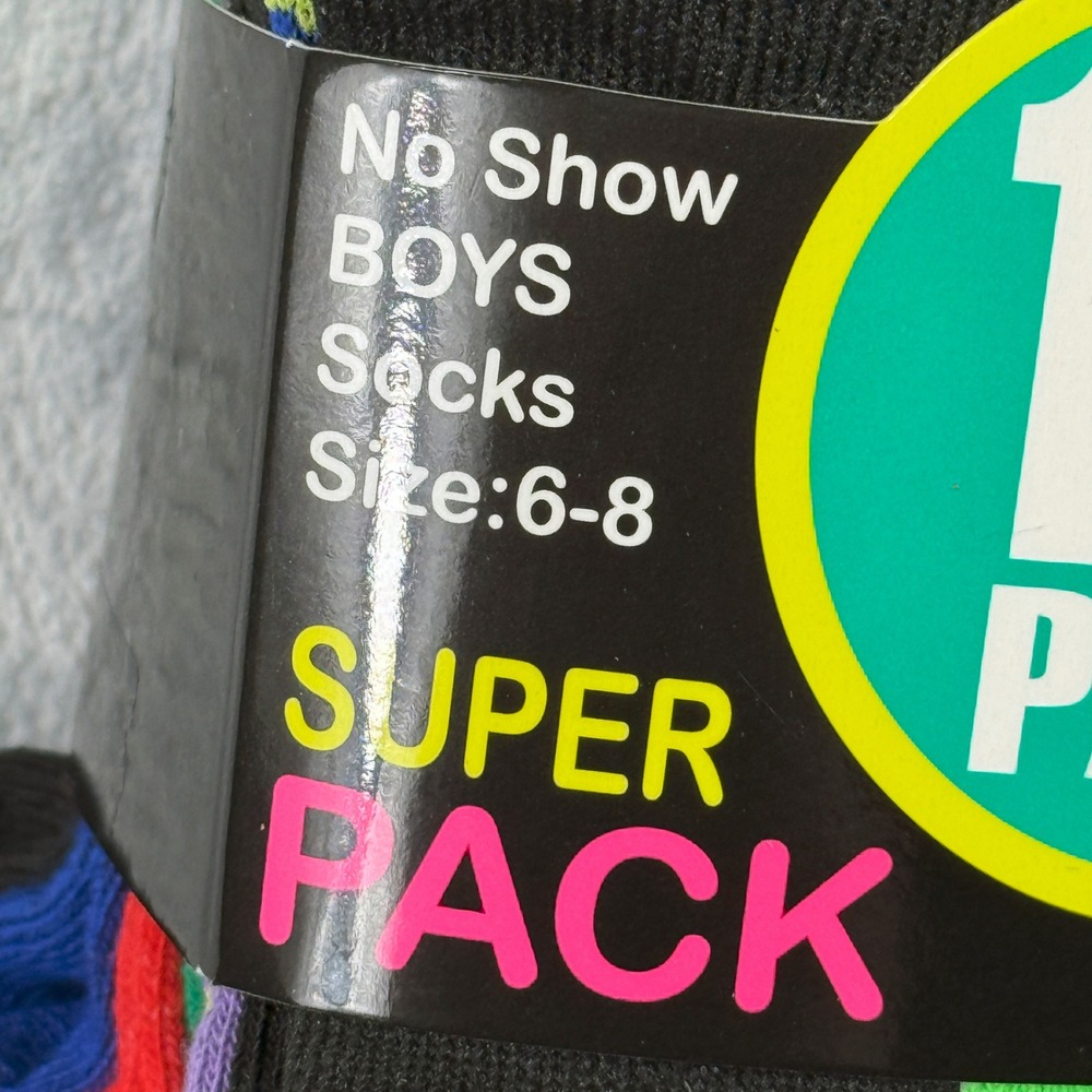 Boys No Show Socks 10 Pack Athletic Sports Soccer Multi Color Size 6-8 NEW - Picture 5 of 5